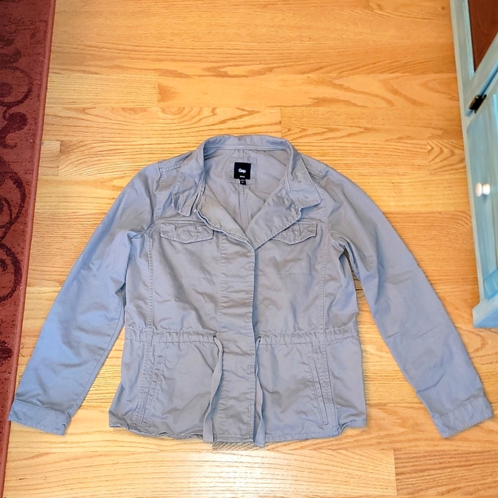 Woman's Gap Grey Cotton Jacket Blazer Utility Medium
